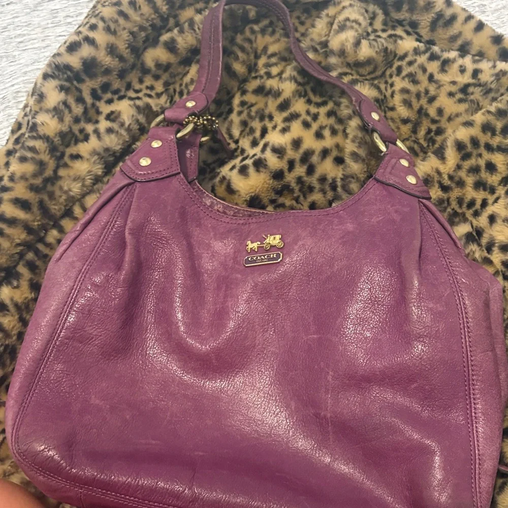Coach Plum Leather Shoulder Bag - Picture 6 of 6